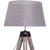 Free Standing Floor Lamp Bedside Light Tripod Holder Fabric Shade Grey