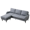 3 Seater L-Shaped Grey Velvet, Linen Fabric Corner Sofa Settee with Footstool UK