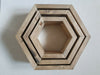 Set of 3 wooden handmade hexagon shelves made from pine wood - dark oak