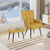 Accent Chair with Ottoman Set High Back Armchair with Footstool Lounge Tub Chair