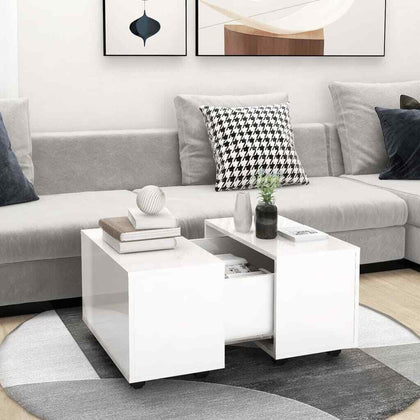 Home Storage Coffee Table High Gloss White 60x60x38 cm Chipboard Living Room