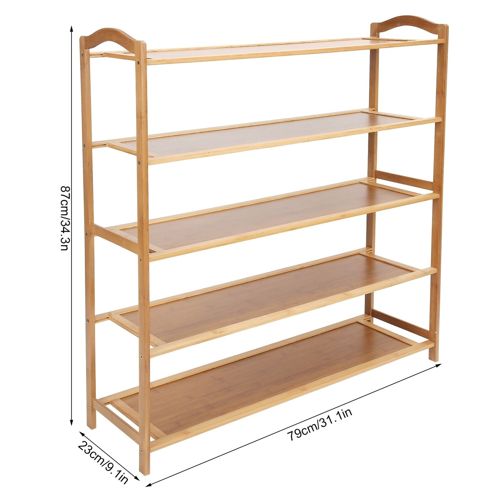 Storage Rack Foot 5‑Layer Home Shoe Rack 20 Pairs Storage Organiser Shelf Bamboo w/ Foot ...