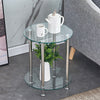 2 Tier Glass Side Table Sofa End Coffee Storage Shelf Living Room Round/Square