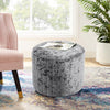 Velvet Grey Footstool Pouffe Round Footrest Makeup Dressing Table Stool Chair