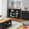Charcoal Grey Painted Wide Low Bookcase - FC58