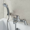 Bathroom Bath Shower Mixer Tap with Handset Chrome Modern Curved Single Lever