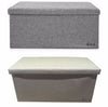 DOUBLE LARGE OTTOMAN FAUX LINEN FOLDING STORAGE TOY BOX POUFFE 76*38*38cm
