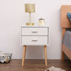 Modern Bedside Table with 2 Drawers Nightstand Storage Cabinet Bedroom White