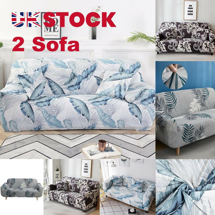 2 Seater Floral Elastic Soft Sofa Couch Covers Stretch Slipcover Protector