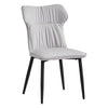 2Pcs Modern Grey Faux Leather Chairs High Back With Metal Legs Dining Room Chair
