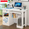 Small Computer Kids Desk Table Drawer Shelves Office Home Corner Writing White