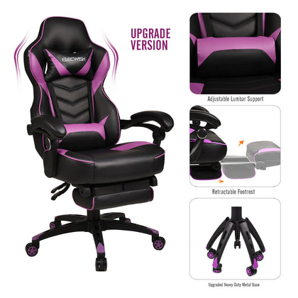 Modern Executive Office Racing Gaming Chair Swivel Computer Desk Recliner Purple