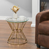 Round Coffee Table with Clear Tempered Glass Top Sofa Side End Table Home Office