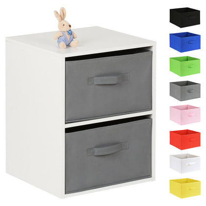 Hartleys White 2 Cube Childrens Bedroom Storage Shelf Boys Girls Bedside Table