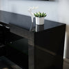 TV Unit Cabinet Black High Gloss Entertainment With LED Light & Drawers 130cm