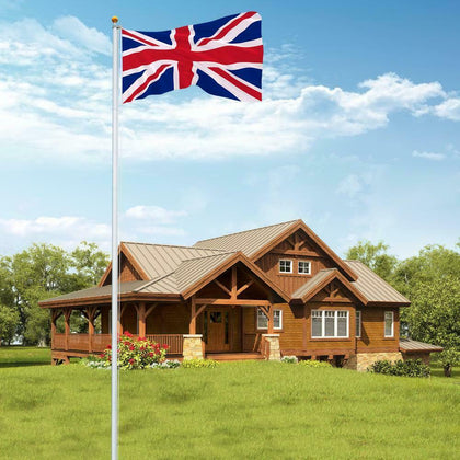 25FT Aluminium Sectional Flagpole Kit Outdoor Garden Telescopic Flag Pole + Flag