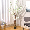 150cm Artificial Cherry Peach Blossom Tree White Flower Potted Plant Garden Home