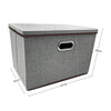 Foldable Fabric/Canvas Square Storage Boxes Drawer With Lids&Chrome Hand-Grey