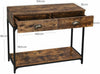 Vintage Industrial Console Table Rustic Cabinet 2 Drawer Unit Metal Wood Shelf