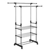 Adjustable Rolling Garment Hanger Scalable Portable Rail Clothes Rack w/ Wheels