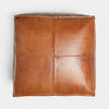 Tan Leather Rectangle Pouffe Vintage Design Cushioned Comfort Footstool E/D