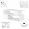 Coffee Table 2 Tiers Centre Table S-Shaped End Table Living Room Table White