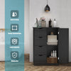 Bathroom Floor Cabinet Storage Cupboard Organizer W/Adjustable Shelf & 4 Drawers
