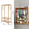 Wooden Clothes Rail Scarf Cap Hanging Garment Coat Rack Heavy Duty Rolling Stand