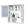 Bathroom Cabinet Storage Cupboard with Mirror Wooden Shelves White Wall Mounted