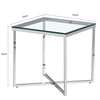 Console Coffee End Table Clear Tempered Glass Furniture Chrome Cross Base Leg