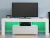 White Modern TV Stand Matt Cabinet Unit 130CM Width High Gloss Door LED Light