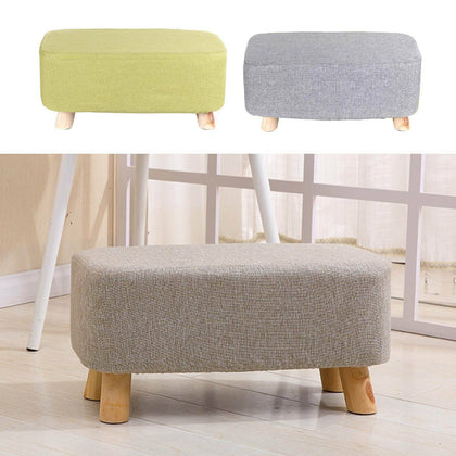 Linen Fabric Footstool Foot Rest Stool Pouffe Ottoman Seat Living Room Furniture