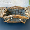 Antique Wash Two Tone Wicker Swing Handle Storage Shopping Picnic Hamper Basket