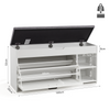 Mondeer Shoe Bench with Seat Storage and Flip-up Drawer Wooden Industrial White