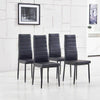 Dining Table and Chairs Set Faux Leather Chrome Legs Kitchen Livingroom Black UK