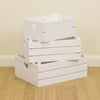 Set of White Wooden Slatted Apple Crates 3 x Home Storage/Display Hamper Boxes