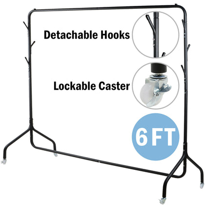 6FT Heavy Duty Metal Clothes Rail Hanging Rack Display Stand with Hat Scarf Hook
