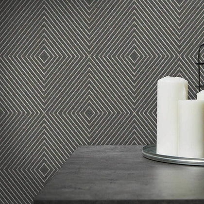 AS Creation Geometric Diamond Tiles Metallic Wallpaper Geo Grey Black 36926-1