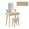 Dressing Vanity Makeup Table Set Cushioned Stool Drawer with LED Lighted Mirror
