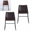 2PCS Faux Leather Dining Chairs Kitchen Dining Room Chair Industrial Metal Frame