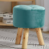 Luxury Padded Wooden Footstool Ottoman Square/Round Pouffe Stool Wood 4 Legs UK