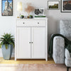 White Bthroom Floor Cabinet Storage Cupboard 1 Drawer 2 Doors Wooden 80x35x100cm