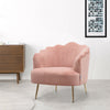 Upholstered Nordic Matte Velvet Armchair Shell Lotus Scalloped Chair Sofa Pink