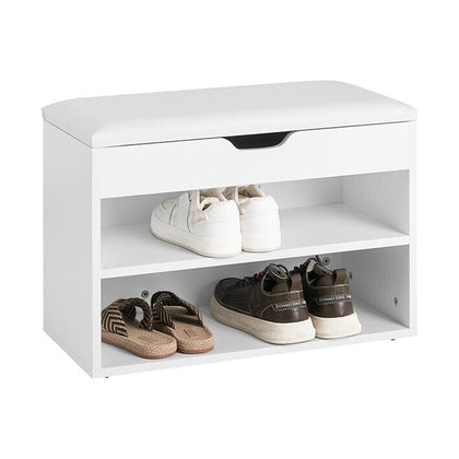 ® White 2 Tiers Shoe Storage Bench Shoe Cabinet with Padded Seat,FSR25-W,UK