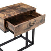 C-Shaped Sofa Side Table Vintage Coffee Snack Table Laptop Stand Drawer Bed End
