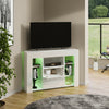 100cm Corner TV Stand Cabinet White High Gloss Door & Matt Body Unit RGB LED