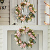 Large LED Artificial Hydrangea Rose Wreath Door Floral Garland Home Flower Decor