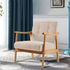 Mid-Century Modern Accent Armchair Solid Hardwood Upholstered Linen Lounge Chair