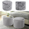 Velvet Grey Footstool Pouffe Round Footrest Makeup Dressing Table Stool Chair