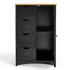 Bathroom Storage Unit | Black Wooden Cabinet Cupboard w/ 4 Drawers